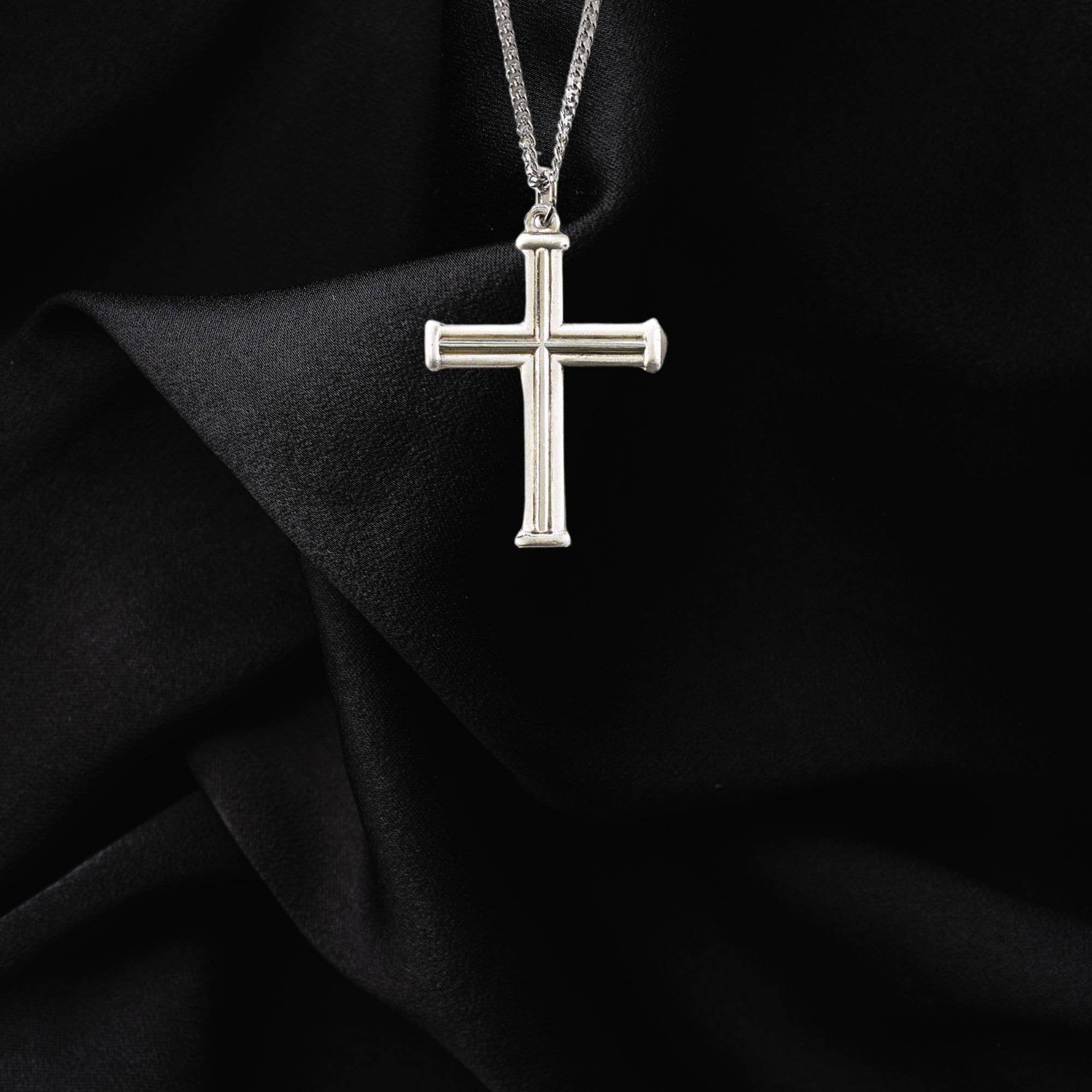 Men's Double Satin Cross Necklace