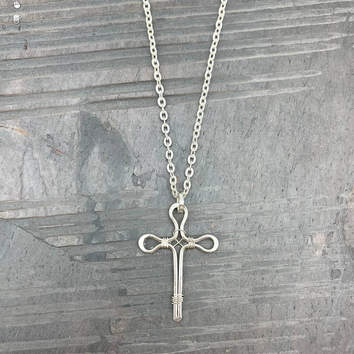 Silver Pointed Cross Necklace