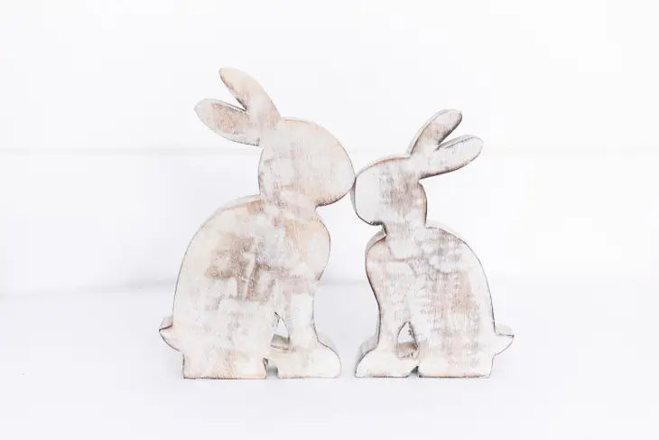 White Washed Wooden Bunny