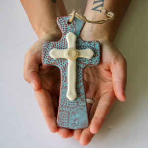 Ceramic Trinity Cross Ornament
