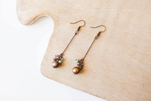 Pearl and Crystal Dangle Earrings