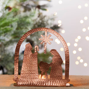 Copper Tea Light Nativity