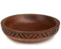 Rangoli Carved Low Wood Bowl