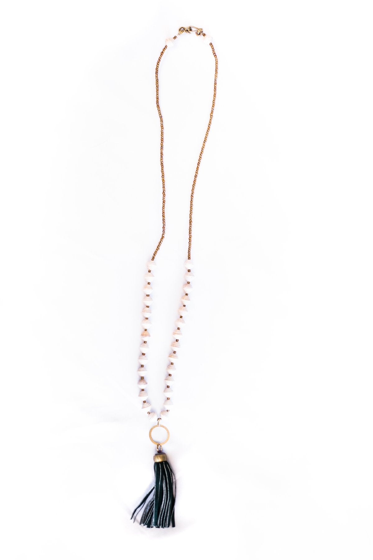 Tassel and Paper Bead Necklace
