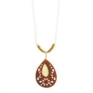 Woodflower Teardrop Necklace